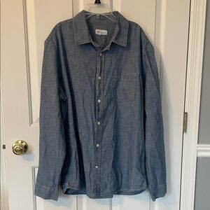 GAP Denim-Look Button-Down Shirt in Medium Blue